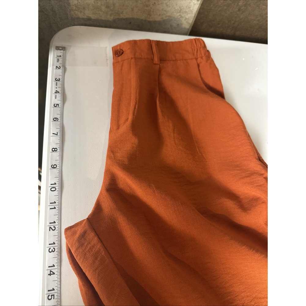 Feiersi Wide Leg Pants Women's Small Rust Orange High Rise Casual Boho Earthy - Picture 10 of 12
